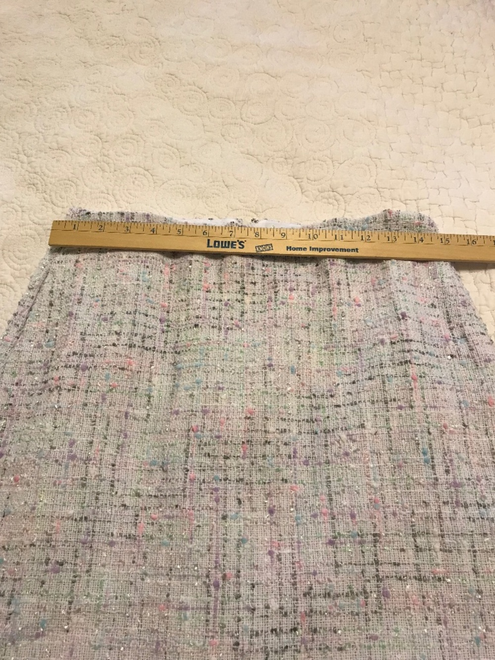 Elle white pastel tweed midi length lined skirt with fringe hem & pockets! (6) - Picture 6 of 16